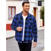 imageCOOFANDY Mens Sherpa Lined Flannel Shirt Jacket Long Sleeve Button Up Fleece Plaid ShirtsBlueBlack