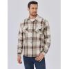 imageCOOFANDY Mens Sherpa Lined Flannel Shirt Jacket Long Sleeve Button Up Fleece Plaid ShirtsDark Brown Grey White Plaid