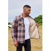 imageCOOFANDY Mens Sherpa Lined Flannel Shirt Jacket Long Sleeve Button Up Fleece Plaid ShirtsNavyOrange