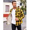 imageCOOFANDY Mens Sherpa Lined Flannel Shirt Jacket Long Sleeve Button Up Fleece Plaid ShirtsYellowBlack