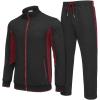 imageCOOFANDY Mens Tracksuits 2 Piece Athletic Track Suit Jogging Running Sweatsuits Casual Warm Full Zip Sports SetDark Greywine Red