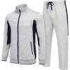 imageCOOFANDY Mens Tracksuits 2 Piece Athletic Track Suit Jogging Running Sweatsuits Casual Warm Full Zip Sports SetLight Greynavy Blue