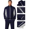 imageCOOFANDY Mens Tracksuits 2 Piece Athletic Track Suit Jogging Running Sweatsuits Casual Warm Full Zip Sports SetNavy Bluelight Grey