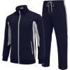 imageCOOFANDY Mens Tracksuits 2 Piece Athletic Track Suit Jogging Running Sweatsuits Casual Warm Full Zip Sports SetNavy Bluelight Grey