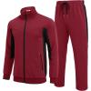 imageCOOFANDY Mens Tracksuits 2 Piece Athletic Track Suit Jogging Running Sweatsuits Casual Warm Full Zip Sports SetWine Redblack