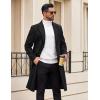 imageCOOFANDY Mens Trench Coat Long Casual Single Brested Overcoat Winter Notched Collar Wool Blend Pea coat With PocketsBlack