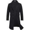 imageCOOFANDY Mens Trench Coat Long Casual Single Brested Overcoat Winter Notched Collar Wool Blend Pea coat With PocketsBlack