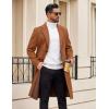 imageCOOFANDY Mens Trench Coat Long Casual Single Brested Overcoat Winter Notched Collar Wool Blend Pea coat With PocketsBrown