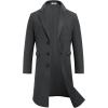 imageCOOFANDY Mens Trench Coat Long Casual Single Brested Overcoat Winter Notched Collar Wool Blend Pea coat With PocketsDark Grey