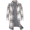 imageCOOFANDY Mens Trench Coat Long Casual Single Brested Overcoat Winter Notched Collar Wool Blend Pea coat With PocketsGrey Plaid