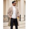 imageCOOFANDY Mens Trench Coat Long Casual Single Brested Overcoat Winter Notched Collar Wool Blend Pea coat With PocketsKhaki