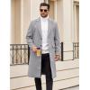imageCOOFANDY Mens Trench Coat Long Casual Single Brested Overcoat Winter Notched Collar Wool Blend Pea coat With PocketsLight Grey