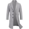 imageCOOFANDY Mens Trench Coat Long Casual Single Brested Overcoat Winter Notched Collar Wool Blend Pea coat With PocketsLight Grey