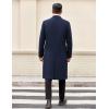 imageCOOFANDY Mens Trench Coat Long Casual Single Brested Overcoat Winter Notched Collar Wool Blend Pea coat With PocketsNavy Blue