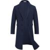 imageCOOFANDY Mens Trench Coat Long Casual Single Brested Overcoat Winter Notched Collar Wool Blend Pea coat With PocketsNavy Blue