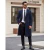imageCOOFANDY Mens Trench Coat Long Casual Single Brested Overcoat Winter Notched Collar Wool Blend Pea coat With PocketsNavy Blue