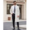 imageCOOFANDY Mens Trench Coat Long Casual Single Brested Overcoat Winter Notched Collar Wool Blend Pea coat With PocketsWhite