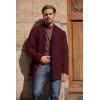imageCOOFANDY Mens Trench Coat Notched Collar Single Breasted Peacoat Winter Overcoat With PocketsBurgundy Red