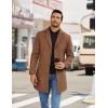 imageCOOFANDY Mens Wool Blend Coat Winter Trench Coats Notched Lapel Collar Single Breasted Overcoat Classic Peacoat With PocketsBrown