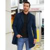 imageCOOFANDY Mens Wool Blend Coat Winter Trench Coats Notched Lapel Collar Single Breasted Overcoat Classic Peacoat With PocketsNavy