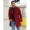 imageCOOFANDY Mens Wool Blend Coat Winter Trench Coats Notched Lapel Collar Single Breasted Overcoat Classic Peacoat With PocketsWine Red