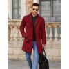 imageCOOFANDY Mens Wool Blend Coat Winter Trench Coats Notched Lapel Collar Single Breasted Overcoat Classic Peacoat With PocketsWine Red