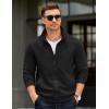 imageCOOFANDY Mens Zip Up Sweatshirt Mock Neck Quilted Jacket Casual Lightweight Sweater Jackets with PocketBlack