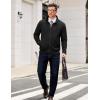 imageCOOFANDY Mens Zip Up Sweatshirt Mock Neck Quilted Jacket Casual Lightweight Sweater Jackets with PocketBlack