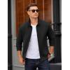 imageCOOFANDY Mens Zip Up Sweatshirt Mock Neck Quilted Jacket Casual Lightweight Sweater Jackets with PocketBlack