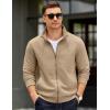 imageCOOFANDY Mens Zip Up Sweatshirt Mock Neck Quilted Jacket Casual Lightweight Sweater Jackets with PocketKhaki