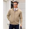 imageCOOFANDY Mens Zip Up Sweatshirt Mock Neck Quilted Jacket Casual Lightweight Sweater Jackets with PocketKhaki