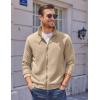 imageCOOFANDY Mens Zip Up Sweatshirt Mock Neck Quilted Jacket Casual Lightweight Sweater Jackets with PocketKhaki