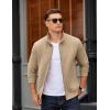 imageCOOFANDY Mens Zip Up Sweatshirt Mock Neck Quilted Jacket Casual Lightweight Sweater Jackets with PocketKhaki