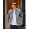imageCOOFANDY Mens Zip Up Sweatshirt Mock Neck Quilted Jacket Casual Lightweight Sweater Jackets with PocketLight Grey