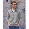 imageCOOFANDY Mens Zip Up Sweatshirt Mock Neck Quilted Jacket Casual Lightweight Sweater Jackets with PocketLight Grey