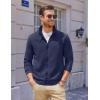 imageCOOFANDY Mens Zip Up Sweatshirt Mock Neck Quilted Jacket Casual Lightweight Sweater Jackets with PocketNavy Blue