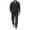imageCOOFANDY Mens Casual Sweatsuit 2 Piece Athletic Full Zip Tracksuit Jacquard Jogging Set Fashion Jackets And Pants OutfitBlack