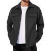 imageCOOFANDY Mens Flannel Jacket Long Sleeve Plaid Shirt Jackets Button Down Fleece Shacket Casual Fall Soft OutwearPure Black