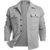 imageCOOFANDY Mens Flannel Jacket Long Sleeve Plaid Shirt Jackets Button Down Fleece Shacket Casual Fall Soft OutwearPure Grey