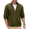 imageCOOFANDY Mens Fleece Jacket Zip Up Lightweight Sweater Jackets Casual Warm with Pockets for Home Office HikingArmy Green