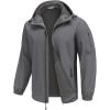 imageCOOFANDY Mens Hooded Softshell Jacket Waterproof Fleece Lined Windbreaker Lightweight Outdoor Hiking JacketLight Grey