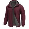 imageCOOFANDY Mens Hooded Softshell Jacket Waterproof Fleece Lined Windbreaker Lightweight Outdoor Hiking JacketWine Red