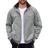 imageCOOFANDY Mens Lightweight Bomber Jackets Stand Collar Windbreaker Softshell Jacket Zip Up Coat for Fall OutdoorLight Gray