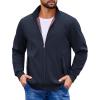 imageCOOFANDY Mens Lightweight Jackets Casual Windbreaker Zip Up Coat Stand Collar Golf Jacket Stylish Fall Work BusinessNavy Blue
