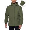 imageCOOFANDY Mens Rain Jacket Waterproof With Hood Lightweight Packable Shell Raincoat Windbreaker For Cycling Golf TravelArmy Green