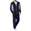 imageCOOFANDY Mens Tracksuits 2 Piece Athletic Track Suit Jogging Running Sweatsuits Casual Warm Full Zip Sports SetNavy Bluelight Grey