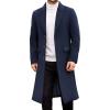 imageCOOFANDY Mens Trench Coat Long Casual Single Brested Overcoat Winter Notched Collar Wool Blend Pea coat With PocketsNavy Blue