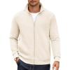 imageCOOFANDY Mens Zip Up Sweatshirt Mock Neck Quilted Jacket Casual Lightweight Sweater Jackets with PocketWhite