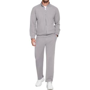 imageCOOFANDY Mens 2 Piece Tracksuit Casual Sweatsuits Full Zip Track Suits Jogging Athletic Suit SetsLight Grey
