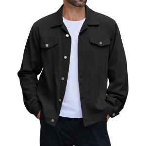 imageCOOFANDY Mens Cotton Denim Jacket Lightweight Trucker Jackets Casual Washed Jean JacketBlack